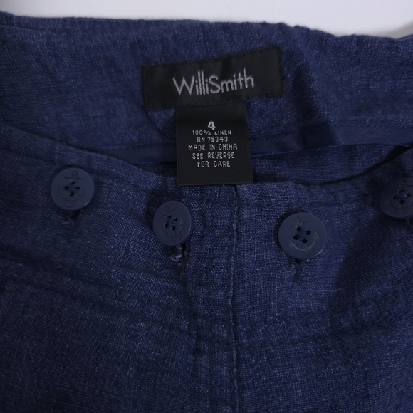 Willi Smith 100% Linen Sailor Button Front Nautical Pants Size 4 - Picture 7 of 7